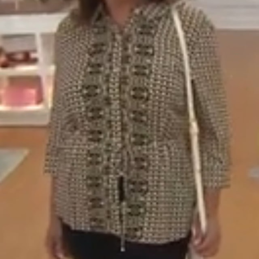 Isaac Mizrahi three-quarter sleeve Geo print blouse